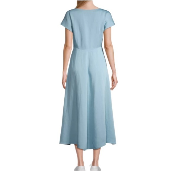 Maxmara Weekend NWT Ghiglia A-line Midi Dress Brushed Satin Linen Water Blue - Picture 5 of 16